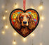 Cocker Spaniel Golden Stained Glass Effect Heart Suncatcher